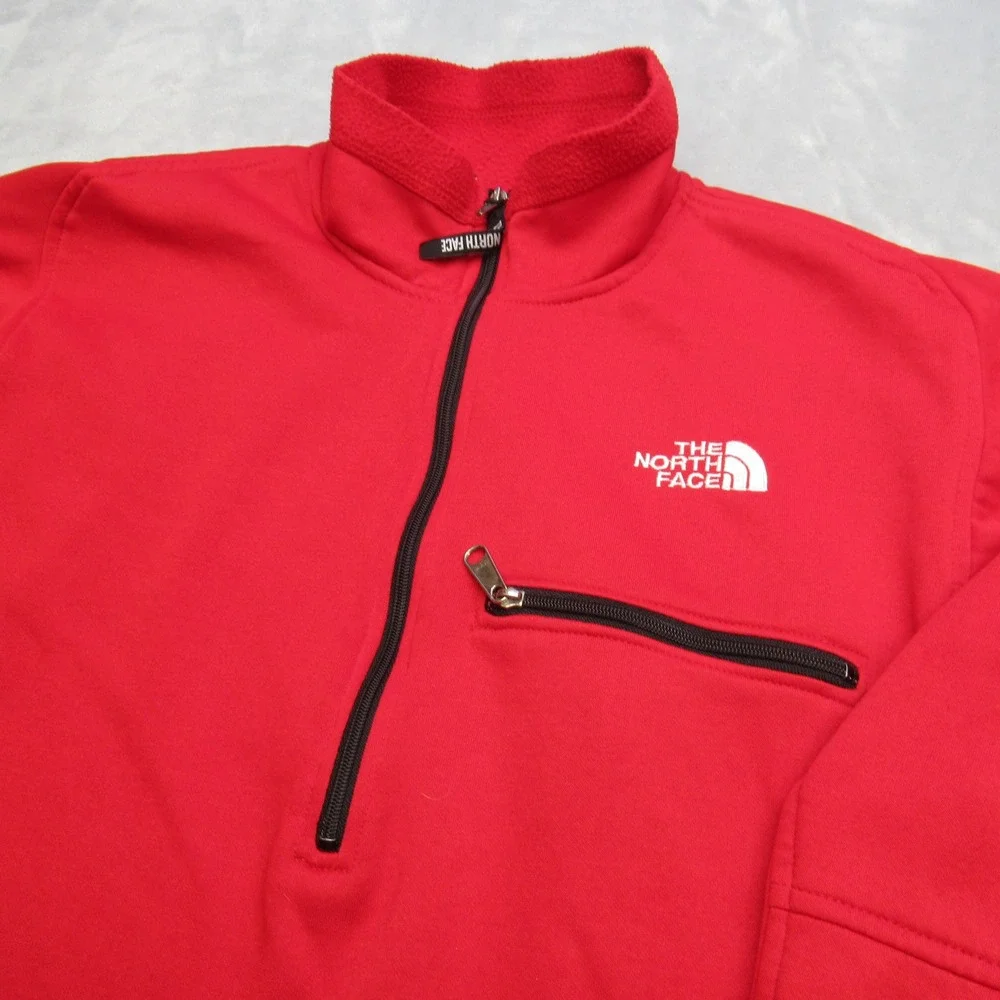 North Face Sweatshirt Men Large Red Fleece Wick 1/2 Zip Performance VTG USA Made